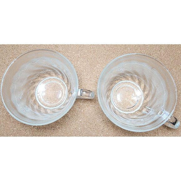 Vintage Arcoroc France Clearbrook Frosted Swirl Tea Coffee Cup Mug Set of 2 Glas - Picture 2 of 5